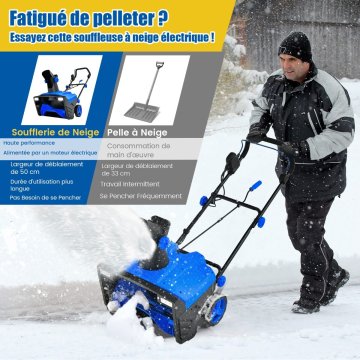 Costway Električni snežni frez 118x51x96 cm modro črni z LED lučmi