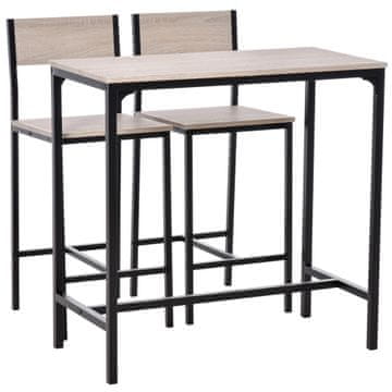 Homestar Komplet barskih miz 3-delni 89x45x87 cm naravna in črna