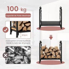 Costway Stojalo za drva 46x34x45 cm črno