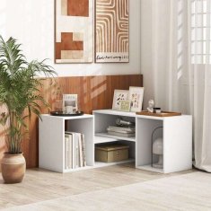 Costway 2-delni konzolni TV regal v beli barvi