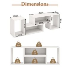 Costway 2-delni konzolni TV regal v beli barvi