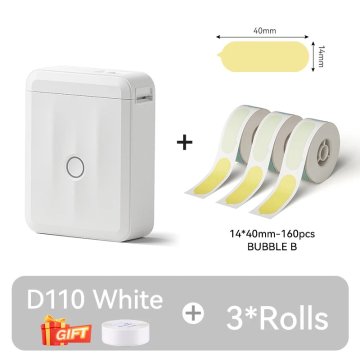 KJB Bluetooth tiskalnik nalepk D110, bel, 3 role 14 × 40 mm, oblika oblačka Bubble B
