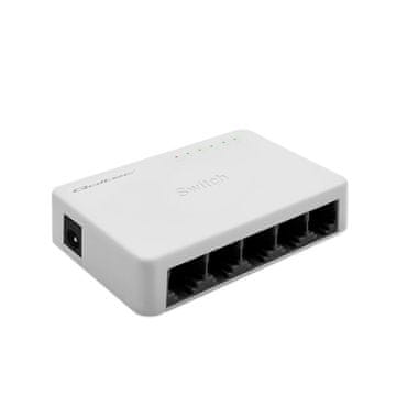 Qoltec Neupravljano omrežno stikalo , 5 x RJ45 vhod | 100 Mbps | Hitri Ethernet | LAN
