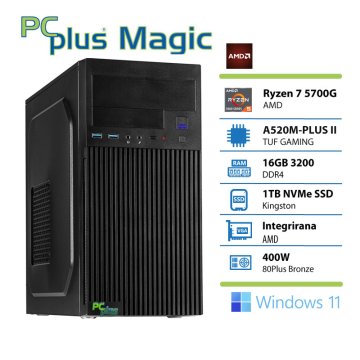PCplus Magic Ryzen 7 5700G 16GB 1TB SSD Windows 11 Home namizni računalnik