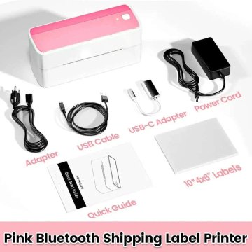 KJB Bluetooth termični tiskalnik nalepk 241BT, 4 × 6 palcev, rožnat, EU