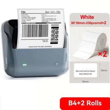 KJB Bluetooth termični tiskalnik nalepk B4, dve dodatni roli 50 × 30 mm