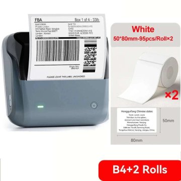 KJB Bluetooth termični tiskalnik nalepk B4, dve dodatni roli 50 × 80 mm