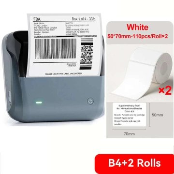 KJB Bluetooth termični tiskalnik nalepk B4, dve dodatni roli 50 × 70 mm