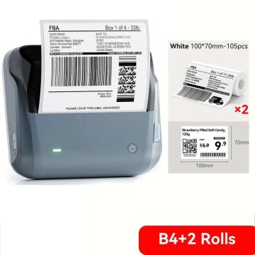 KJB Bluetooth termični tiskalnik nalepk B4, dve dodatni roli 100 × 70 mm