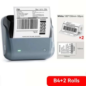 KJB Bluetooth termični tiskalnik nalepk B4, dve dodatni roli 100 × 150 mm