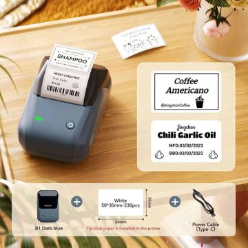 KJB Bluetooth tiskalnik nalepk B1, temno moder, standardni paket