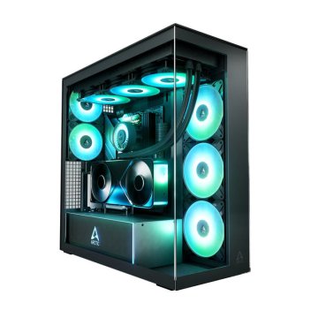 Arctic Xtender VG Clear Tempered Glass Black (ACPCC00024A, E-ATX črno, 2xUSB3.2, 1xUSB Type-C, RGB, stransko steklo) računalniško ohišje