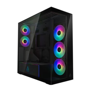 Arctic Xtender VG Tempered Glass Mirror Black (ACPCC00019A, E-ATX črno, 2xUSB3.2, 1xUSB Type-C, RGB, stransko steklo) računalniško ohišje