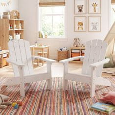 Costway Set 2 otroških stolov Adirondack, beli