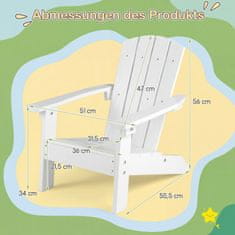 Costway Set 2 otroških stolov Adirondack, beli