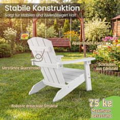 Costway Set 2 otroških stolov Adirondack, beli