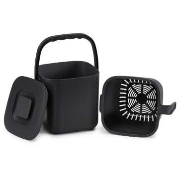 Songmics Nepropusten kompostnik z odcejalno košaro 4 L 21x20x19.5 cm Črn