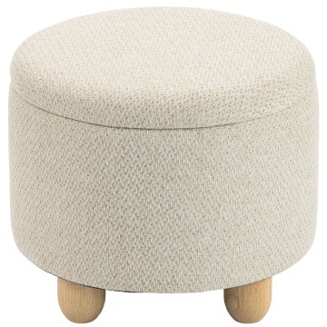 Homestar Okrogla shranjevalna otomanka s pokrovom 38,5x38,5x33,5 cm bež