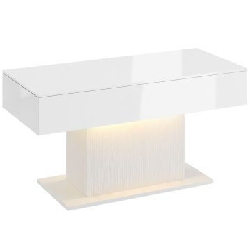 Homestar LED klubska mizica z shranjevanjem, 2 predala, daljinski upravljalnik, bela