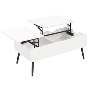 Homestar Nastavljiva višina klubske mizice 50x100 cm bela s skritim prostorom za shranjevanje