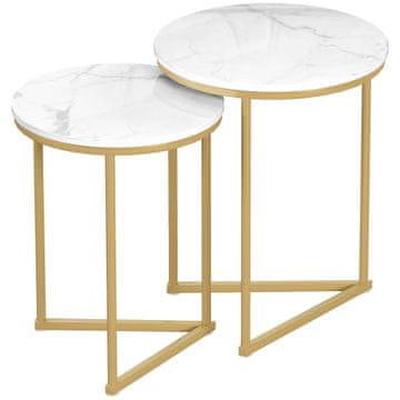 Homestar Set 2 stranskih mizic z zlatimi jeklenimi nogami