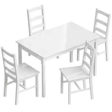 Homestar 5-delna jedilna garnitura za 4 osebe pravokotna miza iz masivnega lesa in stoli bela