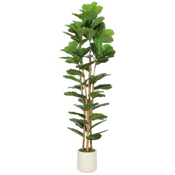Homestar Umetno drevo fikusa z 91 listi, trden lesen deblo, lonec, 55x55x180 cm, zeleno