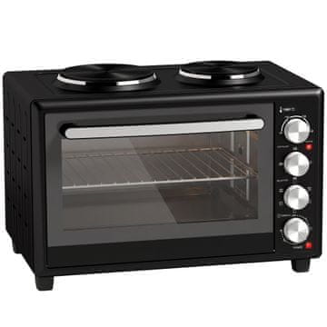 Homestar Mini pečica 36L z 2 kuhališčema, električna namizna pečica s konvekcijo, 90–230 °C