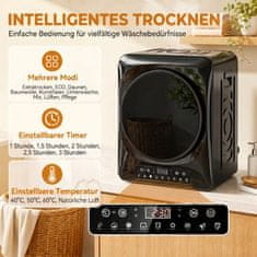Homestar Kompakten 1000 W prezračevalni sušilnik z dodatnima programoma Extra Dry in ECO, časovnikom ter nastavitvijo temperature, črn