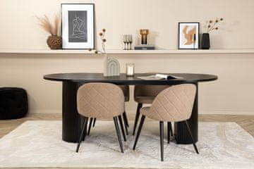 Venture Design Jedilna miza in stol set Bianca 200x90x75 cm miza črna in bež