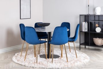 Venture Design Jedilna miza in stoli Estelle Polar, miza 106 cm, bela, modra