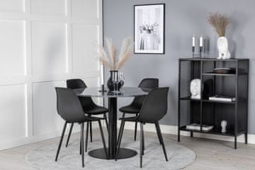 Venture Design Jedilna miza in stol komplet okrogla miza 106x75 cm črna