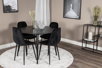 Venture Design Jedilna miza in stol Polar Diamond, miza 115 cm, stol 52x86x44 cm, črna