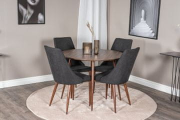 Venture Design Jedilna miza in stol set Plaza okrogla miza in stoli Leone 100x75 cm oreh črna