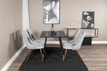 Venture Design Jedilna miza in stol komplet Dipp Velvet Deluxe miza 75x120x85 cm črna siva