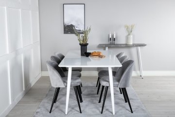 Venture Design Jedilna miza in stol set Polar miza 75x180x90 cm bela stoli siva