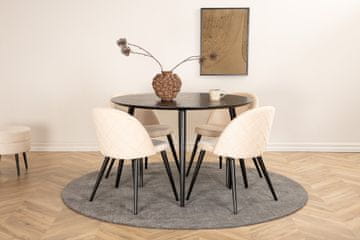 Venture Design Jedilna miza in stol komplet Dipp miza 115x75 cm črni stoli 57x76,5x50 cm bež