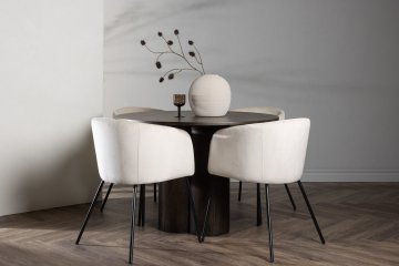 Venture Design Jedilna miza in stol set Olivia in Berit, miza 110x75 cm, moka in bež