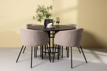 Venture Design Jedilna miza in stol set Copenhagen Berit miza 115x74 cm stol 55x78x55 cm črna bež