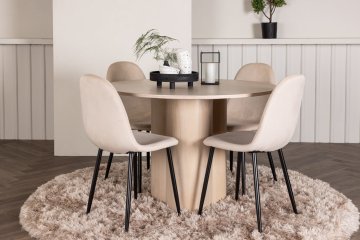 Venture Design Jedilna miza in stol Olivia, miza 110x75 cm, bež