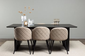 Venture Design Jedilna miza in stol Vail, miza 75x200x100 cm, črna, bež