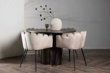 Venture Design Jedilna miza in stol set Olivia in miza Limhamn 110 cm stoli 51x76,5x46 cm moka in bež