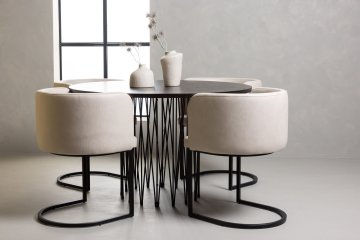 Venture Design Jedilna miza in stol komplet Stone in Simrishamn 120x60x75 cm črna bež