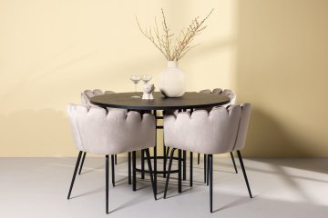 Venture Design Jedilna miza in stol komplet Copenhagen Limhamn miza 115x74 cm črna bež