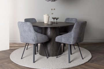 Venture Design Jedilna miza in stol Lanzo Rosie, miza 120x75 cm, stol 60x88x55 cm, moka siva črna