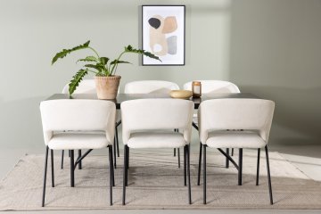 Venture Design Jedilna miza in stol komplet Astrid Day 200x90x75 cm črna bela