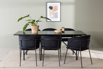 Venture Design Jedilna miza in stol komplet Astrid in Selma 200x90x75 cm črna