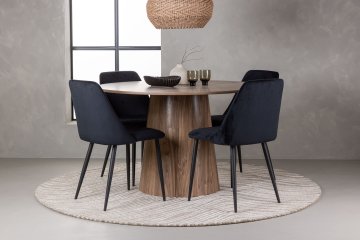 Venture Design Jedilna miza in stol Lanzo Night, miza 120x75 cm, stol 56x87x49 cm, črna