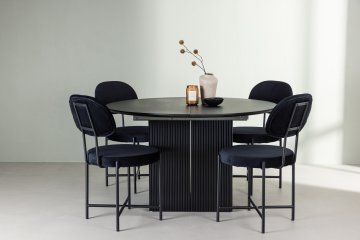 Venture Design Jedilna garnitura Matilda jedilna miza in Stella jedilni stol 130 cm miza 60x89x50 cm stoli Črna