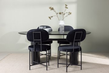 Venture Design Jedilna miza in stol komplet Isolde in Stella 180x90x75 cm črna